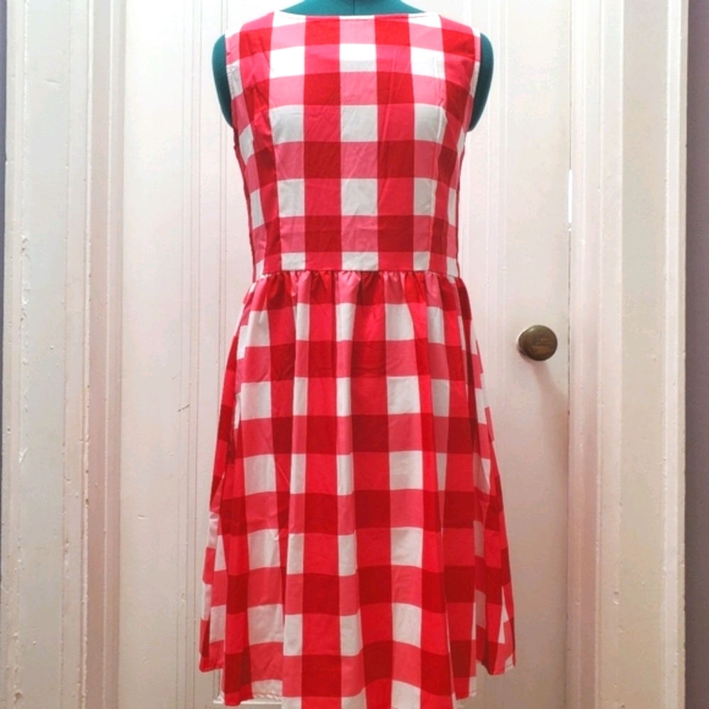 Gingham Dress in Red, Pink and White